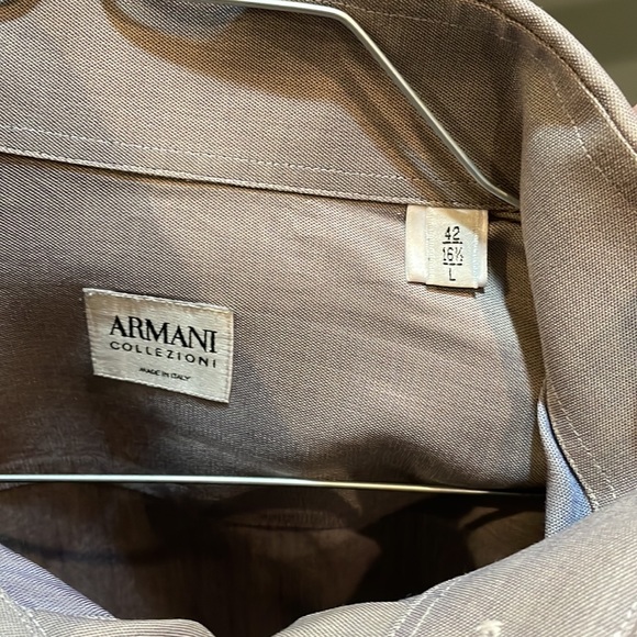 Armani taupe dress shirt. No collar ring stains. Unblemished. - Picture 4 of 5
